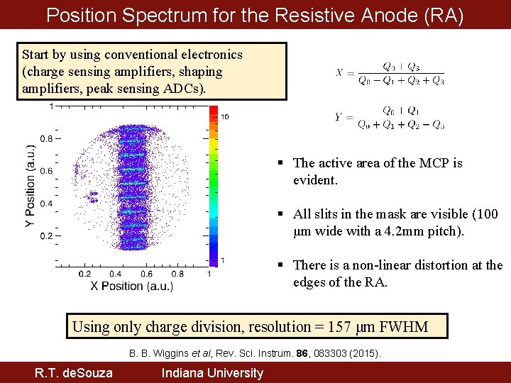 Position Spectrum for the Resistive Anode (RA) Start by using conventional electronics (charge sensing