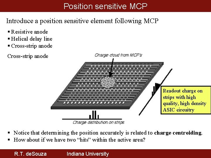 Position sensitive MCP Introduce a position sensitive element following MCP § Resistive anode §