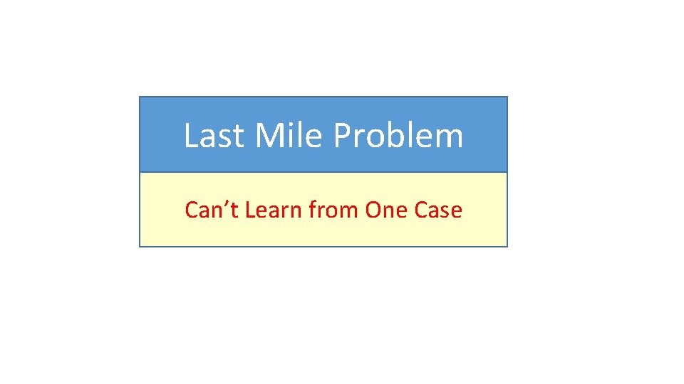 Last Mile Problem Can’t Learn from One Case 