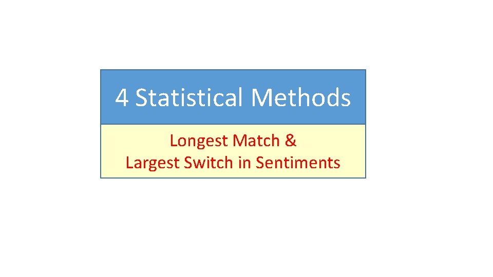 4 Statistical Methods Longest Match & Largest Switch in Sentiments 