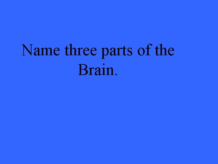 Name three parts of the Brain. 