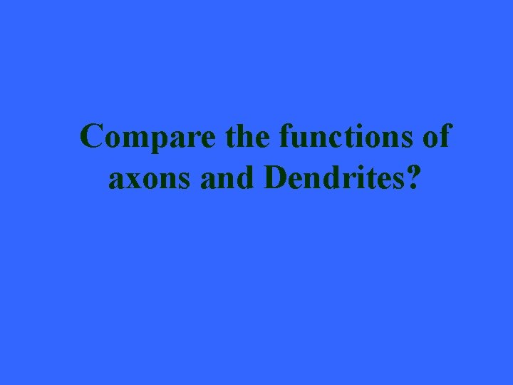 Compare the functions of axons and Dendrites? 