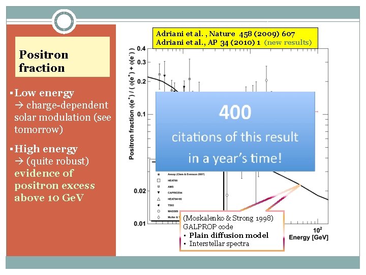 Adriani et al. , Nature 458 (2009) 607 Adriani et al. , AP 34