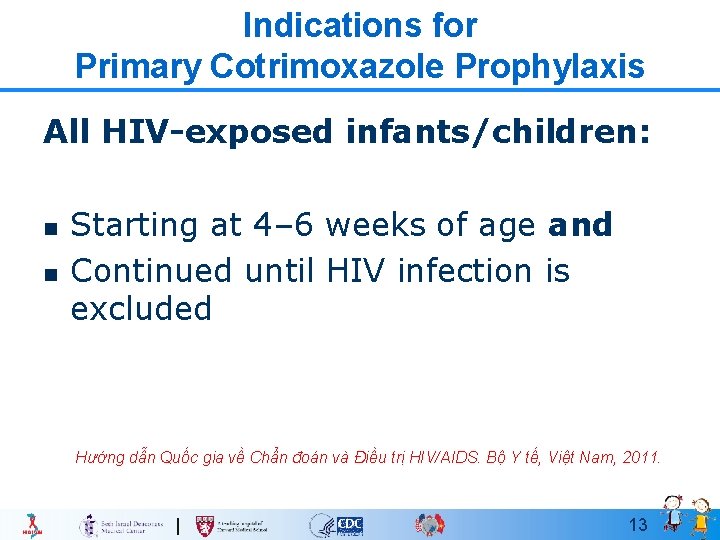 Indications for Primary Cotrimoxazole Prophylaxis All HIV-exposed infants/children: n n Starting at 4– 6