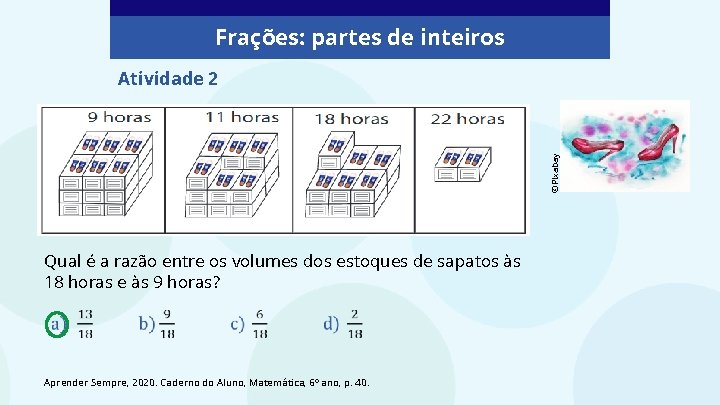 Frações: partes de inteiros ©Pixabay Atividade 2 Qual é a razão entre os volumes