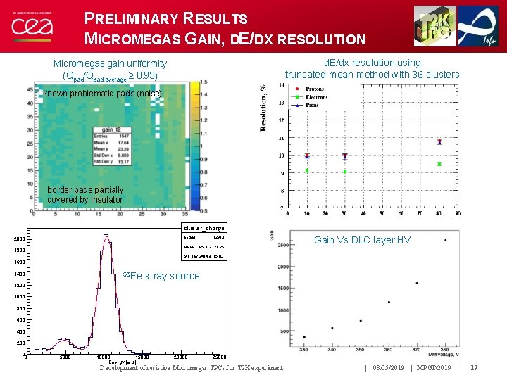 PRELIMINARY RESULTS MICROMEGAS GAIN, DE/DX RESOLUTION d. E/dx resolution using truncated mean method with