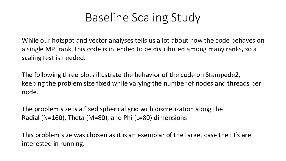 Baseline Scaling Study While our hotspot and vector analyses tells us a lot about