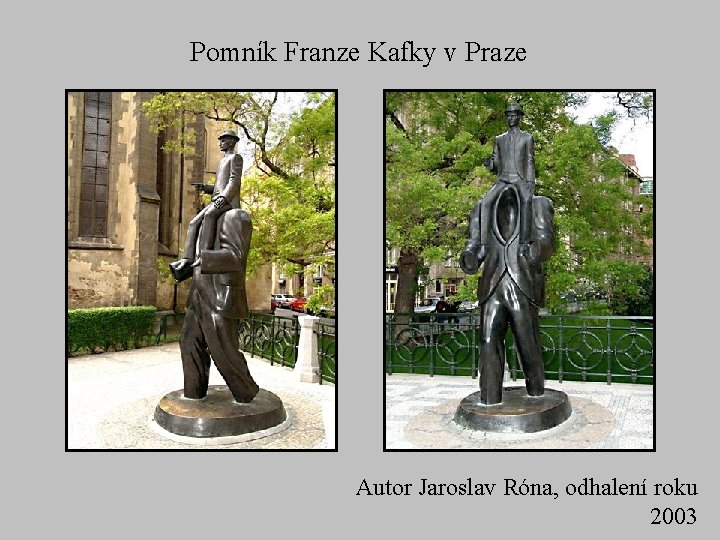 Pomník Franze Kafky v Praze Autor Jaroslav Róna, odhalení roku 2003 