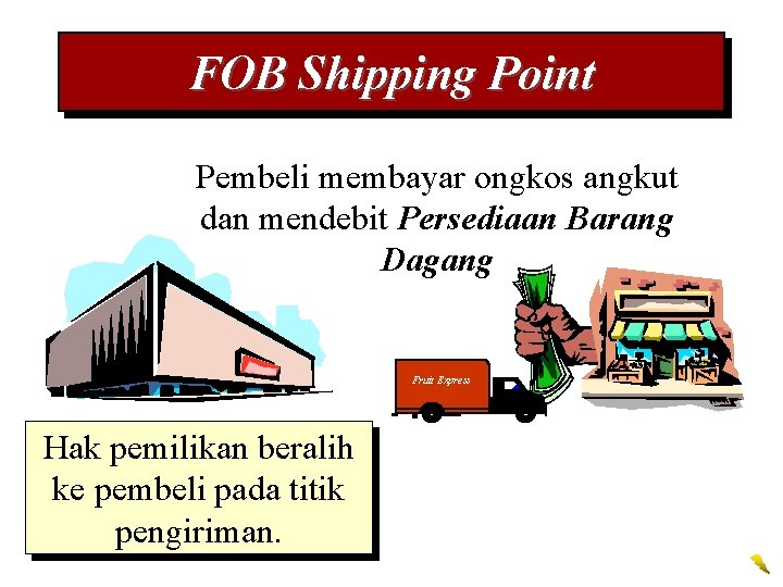 FOB Shipping Point Pembeli membayar ongkos angkut dan mendebit Persediaan Barang Dagang Fruit Express