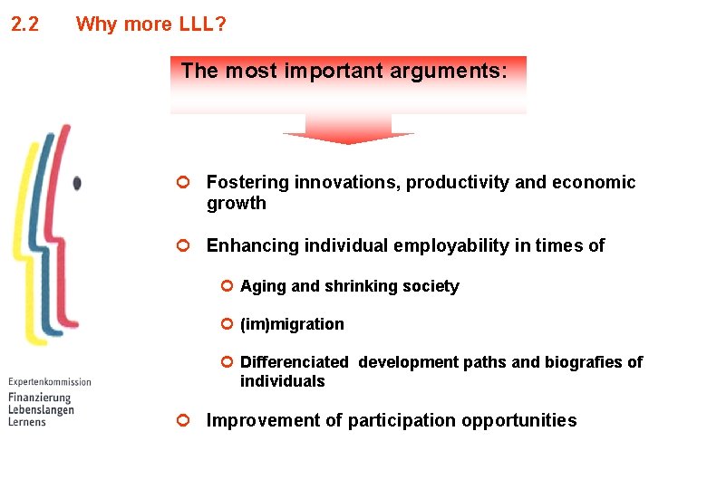 2. 2 Why more LLL? The most important arguments: ¢ Fostering innovations, productivity and