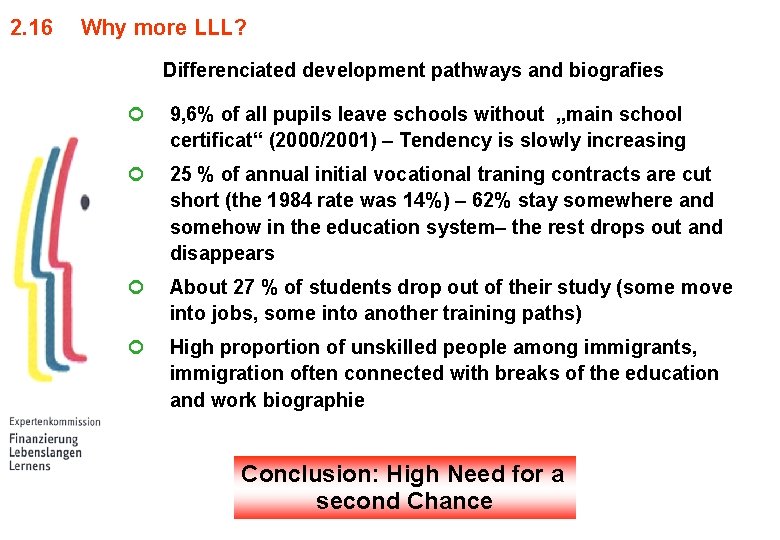 2. 16 Why more LLL? Differenciated development pathways and biografies ¢ 9, 6% of