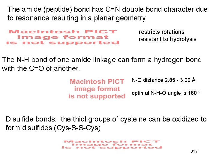 The amide (peptide) bond has C=N double bond character due to resonance resulting in