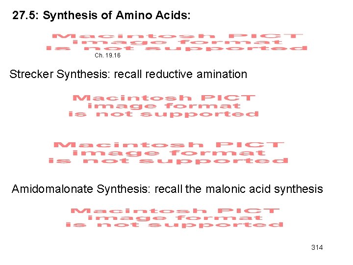 27. 5: Synthesis of Amino Acids: Ch. 19. 16 Strecker Synthesis: recall reductive amination