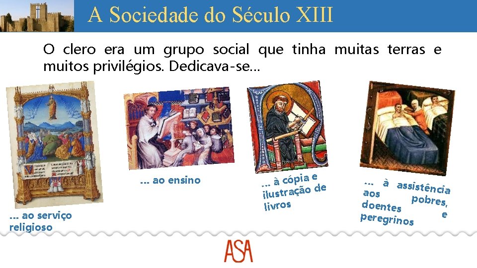 A Sociedade do Século XIII O clero era um grupo social que tinha muitas