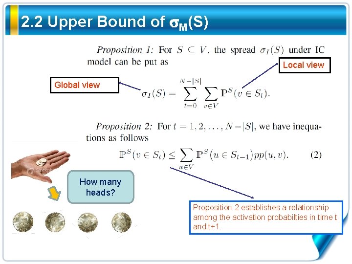 2. 2 Upper Bound of M(S) Local view Global view How many heads? Proposition