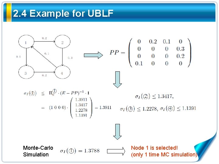 2. 4 Example for UBLF Monte-Carlo Simulation Node 1 is selected! (only 1 time