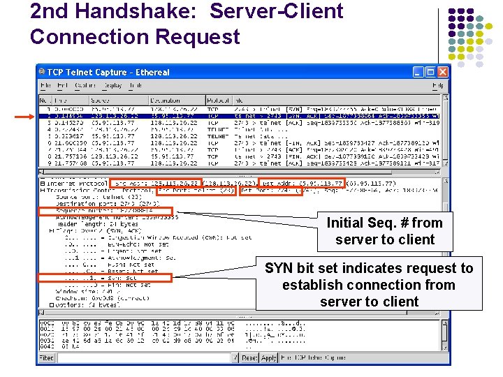 2 nd Handshake: Server-Client Connection Request Initial Seq. # from server to client SYN