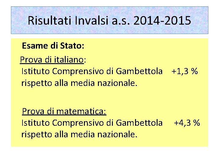 Risultati Invalsi a. s. 2014 -2015 Esame di Stato: Prova di italiano: Istituto Comprensivo