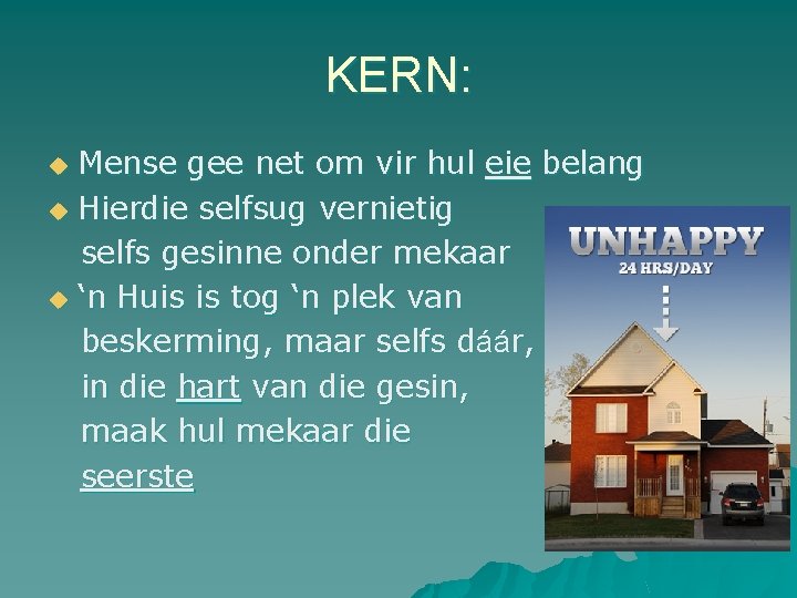 KERN: Mense gee net om vir hul eie belang u Hierdie selfsug vernietig selfs