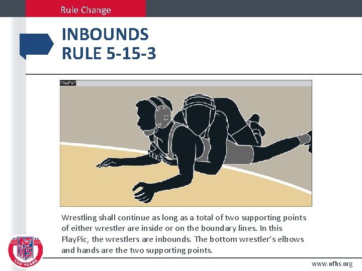 Rule Change INBOUNDS RULE 5 -15 -3 A 2 A 1 Wrestling shall continue