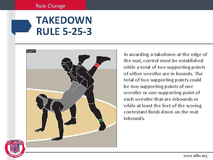 Rule Change TAKEDOWN RULE 5 -25 -3 In awarding a takedown at the edge