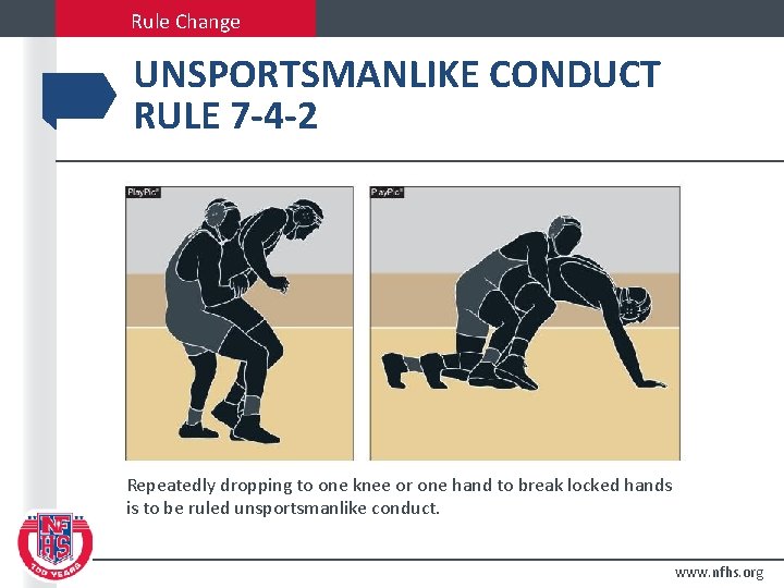 Rule Change UNSPORTSMANLIKE CONDUCT RULE 7 -4 -2 Repeatedly dropping to one knee or