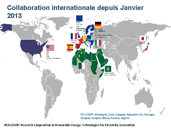 Collaboration internationale depuis Janvier 2013 REELCOOP: Allemagne, Italie, Espagne, Royaume Uni, Portugal, Pologne, Turquie,