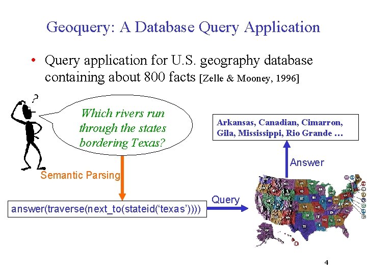 Geoquery: A Database Query Application • Query application for U. S. geography database containing