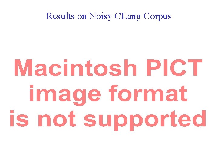 Results on Noisy CLang Corpus 53 