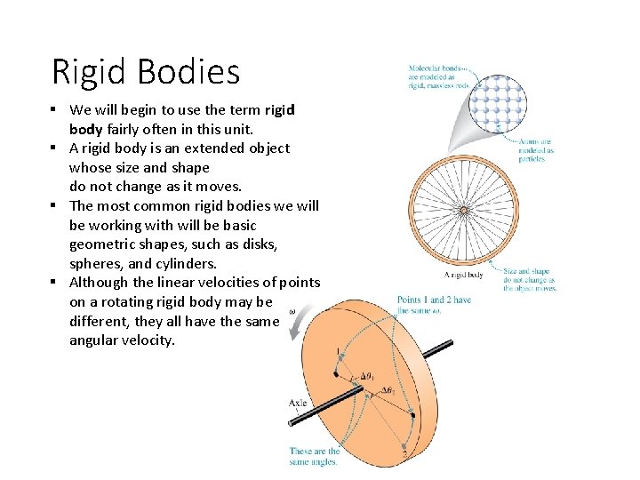 Rigid Bodies § We will begin to use the term rigid body fairly often