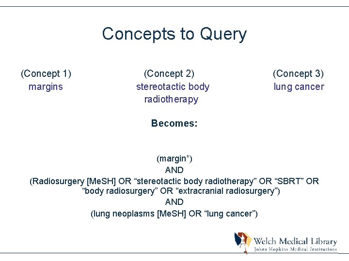 Concepts to Query (Concept 1) margins (Concept 2) stereotactic body radiotherapy (Concept 3) lung