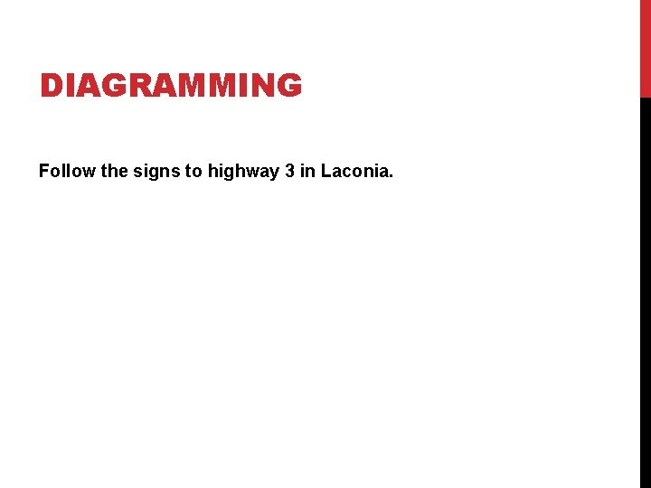 DIAGRAMMING Follow the signs to highway 3 in Laconia. 