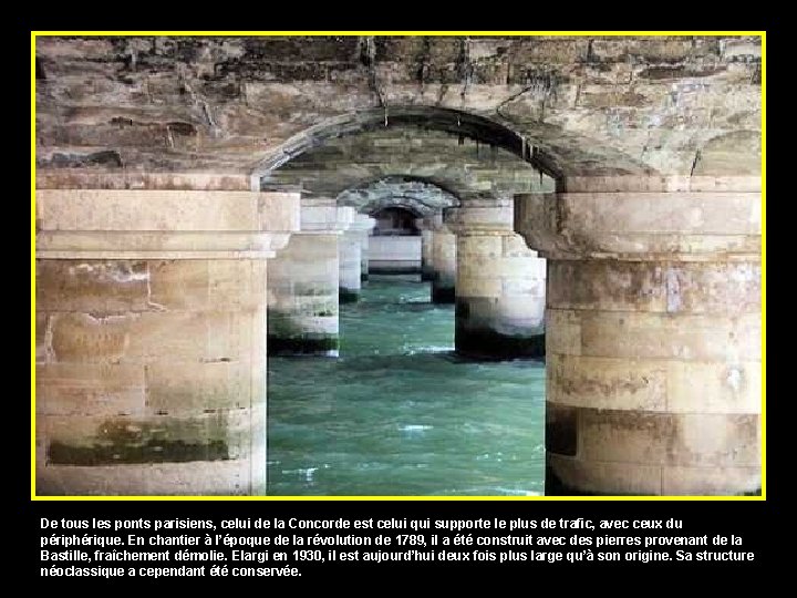 De tous les ponts parisiens, celui de la Concorde est celui qui supporte le