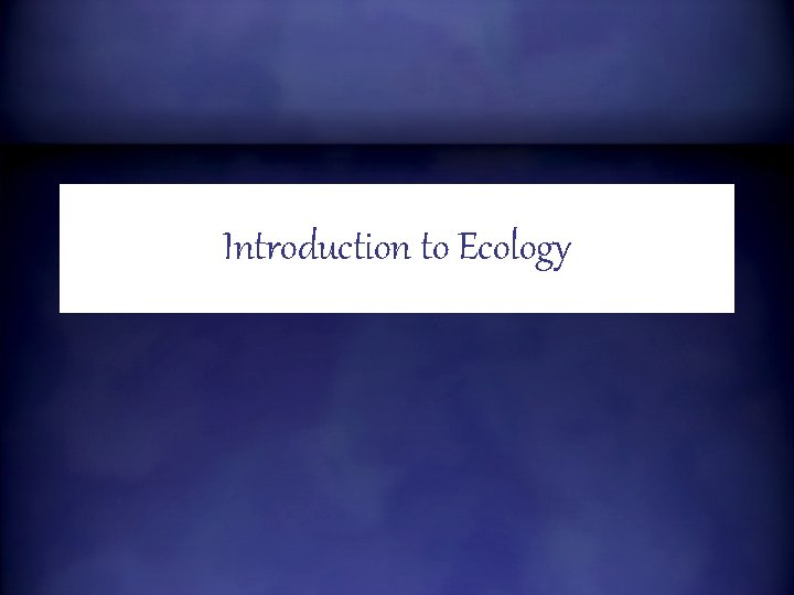 Introduction to Ecology 