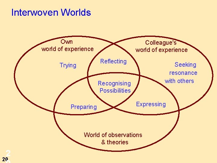 Interwoven Worlds Own world of experience Colleague's world of experience Reflecting Trying Seeking resonance