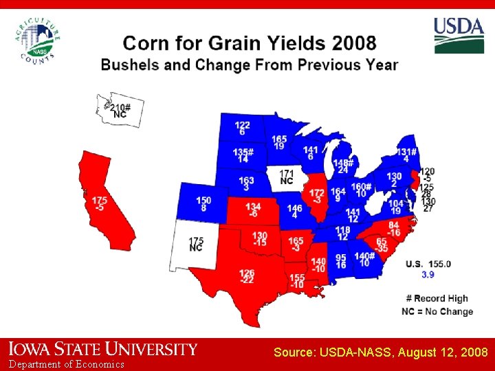 Department of Economics Source: USDA-NASS, August 12, 2008 