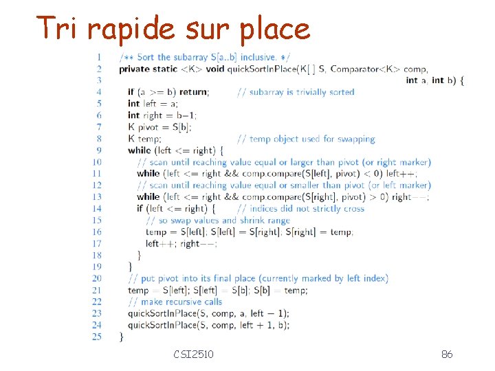 Tri rapide sur place CSI 2510 86 