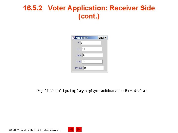 16. 5. 2 Voter Application: Receiver Side (cont. ) Fig. 16. 25 Tally. Display