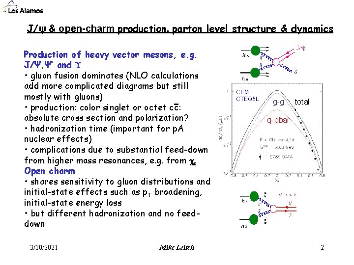 J/ψ & open-charm production, parton level structure & dynamics Production of heavy vector mesons,