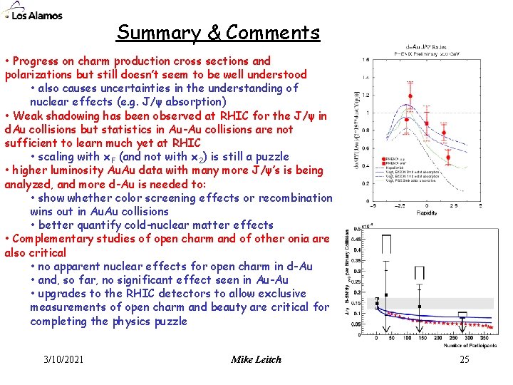 Summary & Comments • Progress on charm production cross sections and polarizations but still