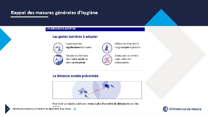 Rappel des mesures générales d'hygiène 3 Chambre de commerce et d‘industrie de région Paris