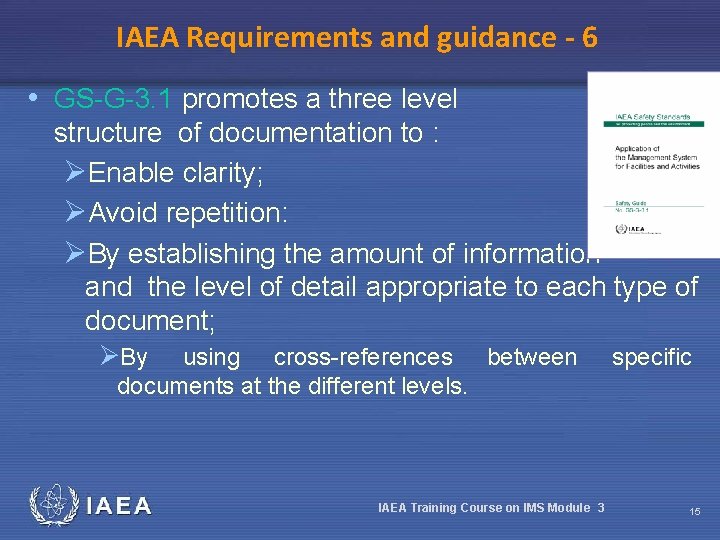 Training Course on Integrated Management System for Regulatory