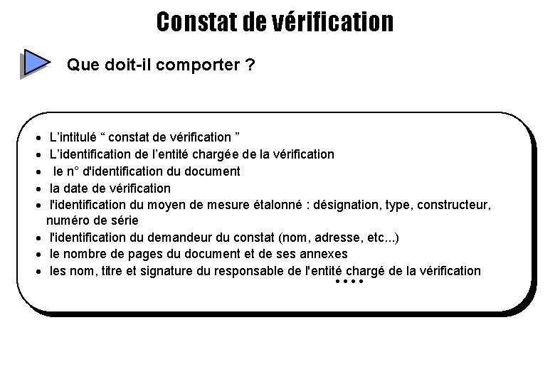 Constat de vérification Que doit-il comporter ? · · · L’intitulé “ constat de Constat de vérification Que doit-il comporter ? · · · L’intitulé “ constat de