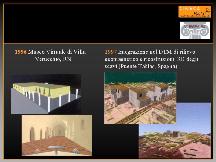 1996 Museo Virtuale di Villa Verucchio, RN 1997 Integrazione nel DTM di rilievo geomagnetico