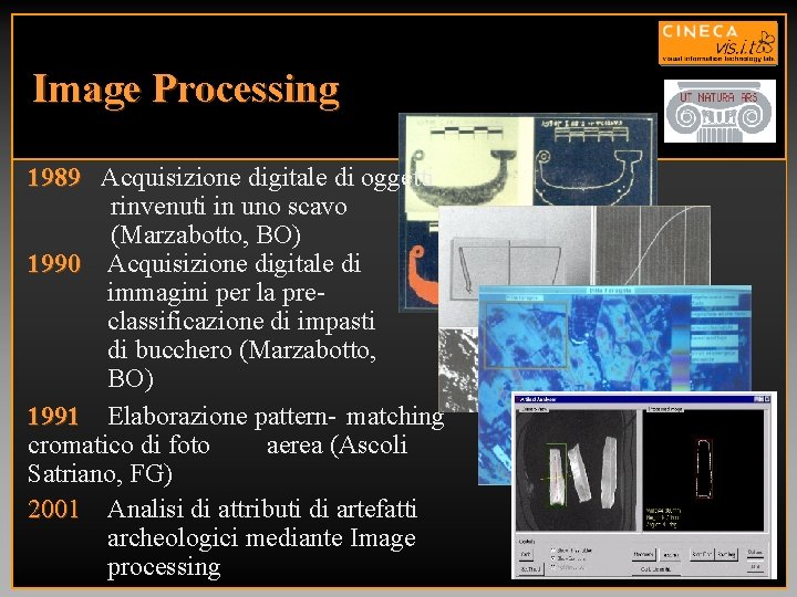 Image Processing 1989 Acquisizione digitale di oggetti rinvenuti in uno scavo (Marzabotto, BO) 1990