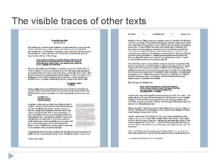 The visible traces of other texts 