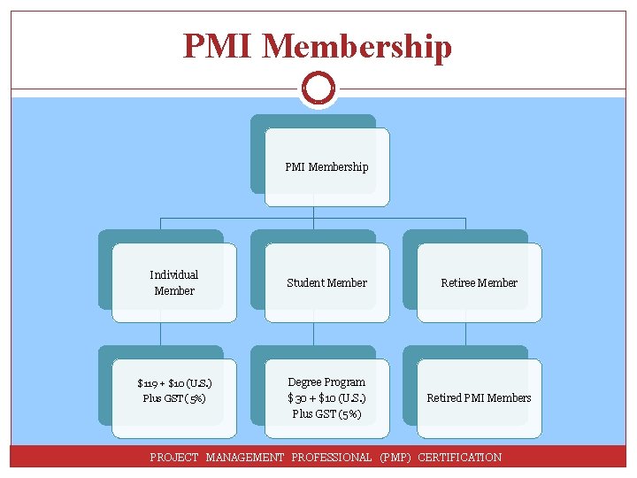 PMI Membership Individual Member $119 + $10 (U. S. ) Plus GST (5%) Student