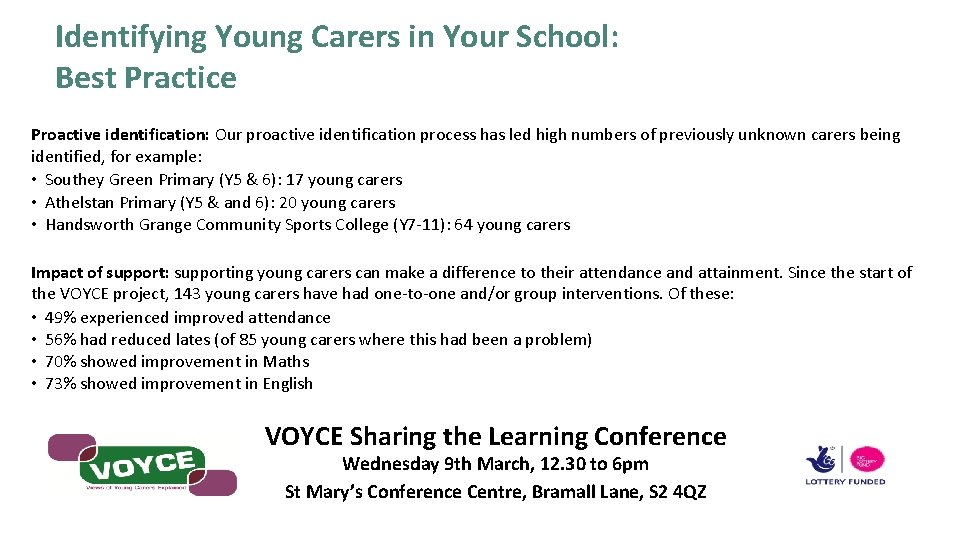 Identifying Young Carers in Your School: Best Practice Proactive identification: Our proactive identification process