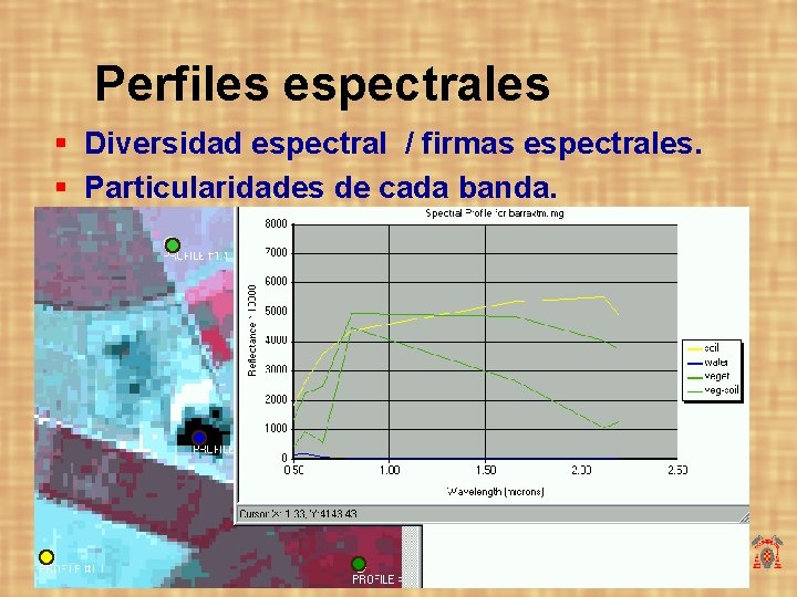 Perfiles espectrales § Diversidad espectral / firmas espectrales. § Particularidades de cada banda. Universidad