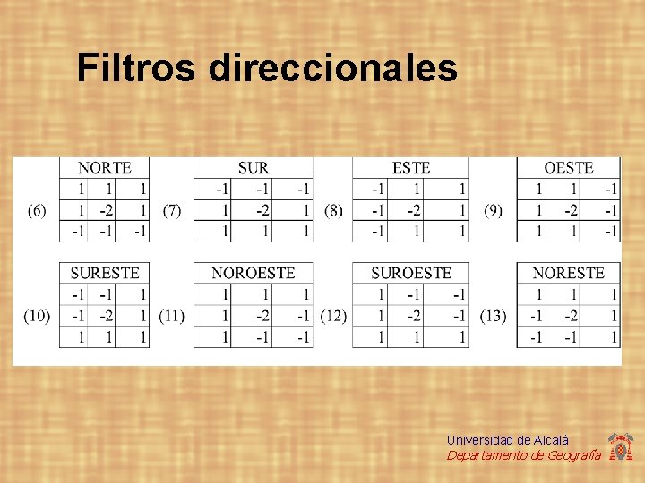 Filtros direccionales Universidad de Alcalá Departamento de Geografía 